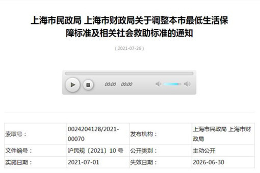 2021年上海市社会救助标准-截图