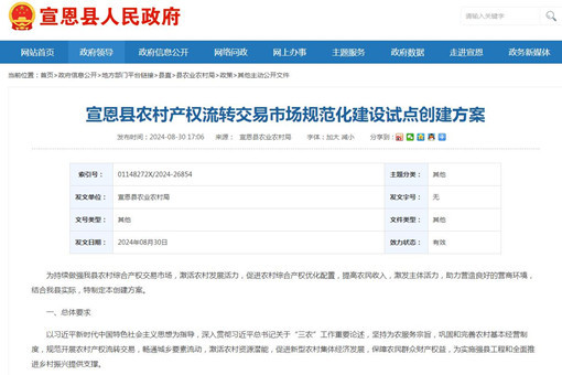 宣恩县农村产权流转交易市场规范化建设试点创建方案